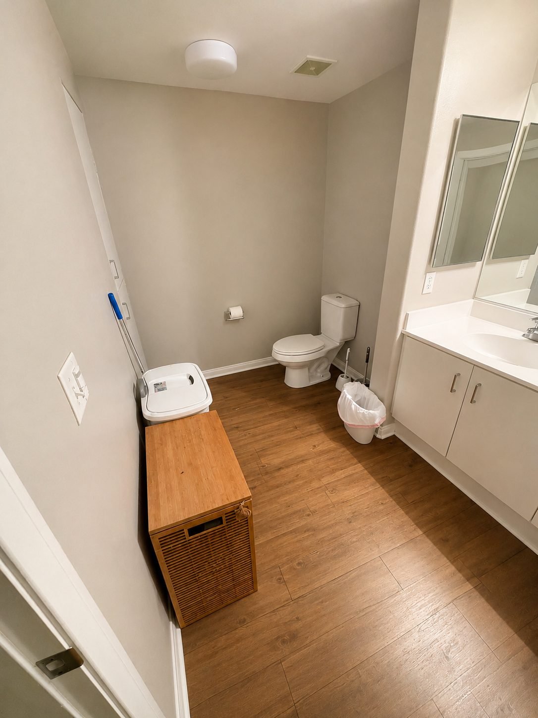 The same bathroom, clean and tidy after Bergamot.